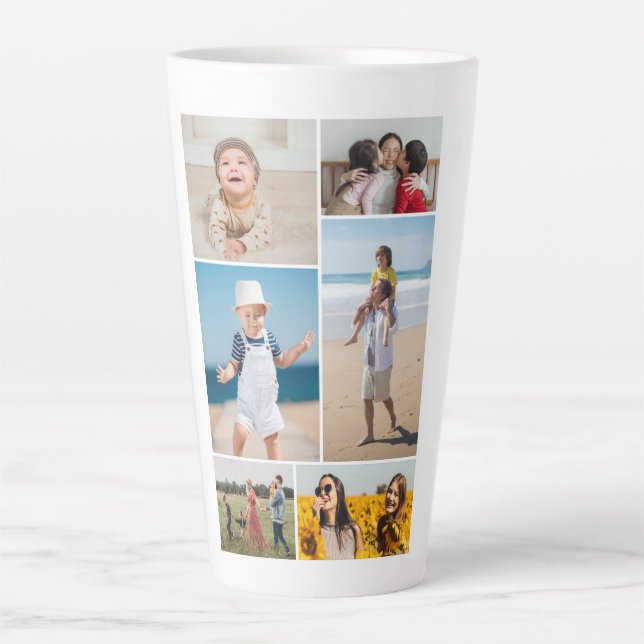 Create Your Own 6 Photo Collage Latte Mug (Front)