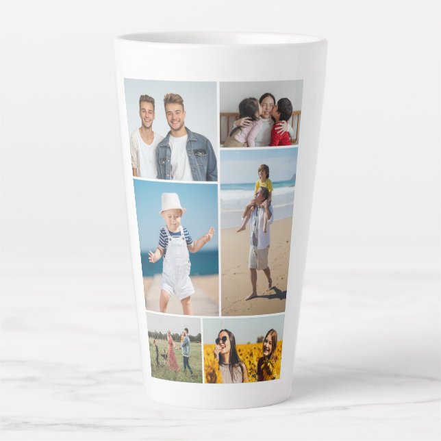 Create Your Own 6 Photo Collage Latte Mug (Front)