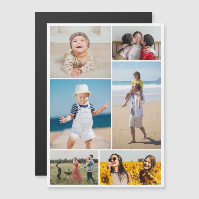 Create Your Own 6 Photo Collage Magnetic Card (Front/Back)