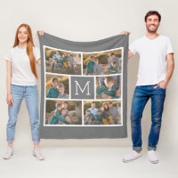 Create Your Own 6 Photo Collage - Monogram Grey