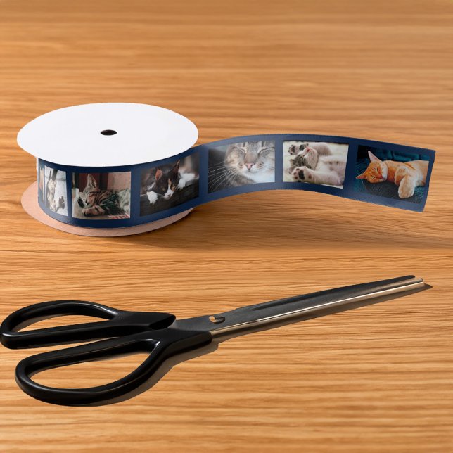 Create Your Own 6 Photo Collage Navy Film Strip Satin Ribbon (Create Your Own 6 Photo Collage Navy Film Strip Satin Ribbon in situ)