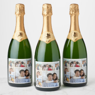 Create Your Own 6 Photo Collage Sparkling Wine Label