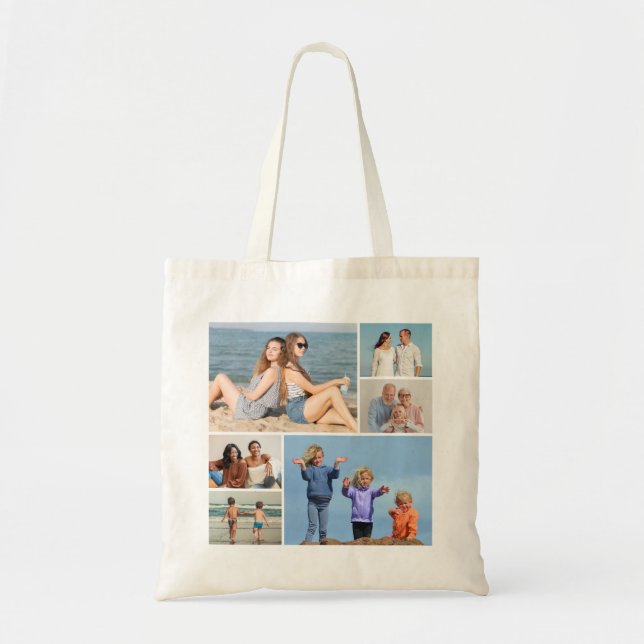 Create Your Own 6 Photo Collage Tote Bag (Front)