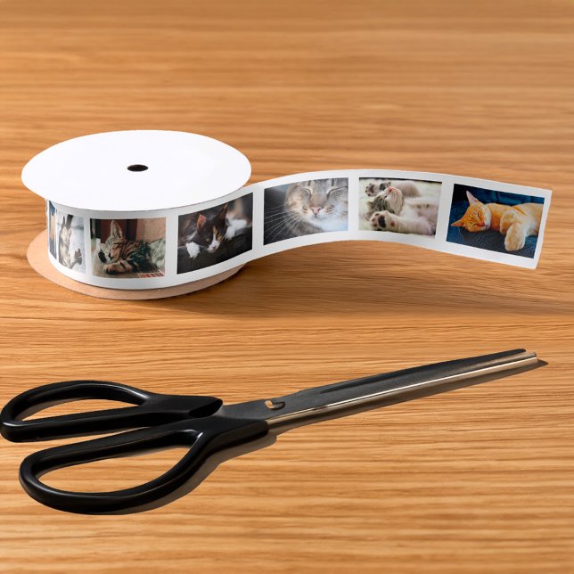 Create Your Own 6 Photo Collage White Film Strip Satin Ribbon (Create Your Own 6 Photo Collage White Film Strip Ribbon in situ)