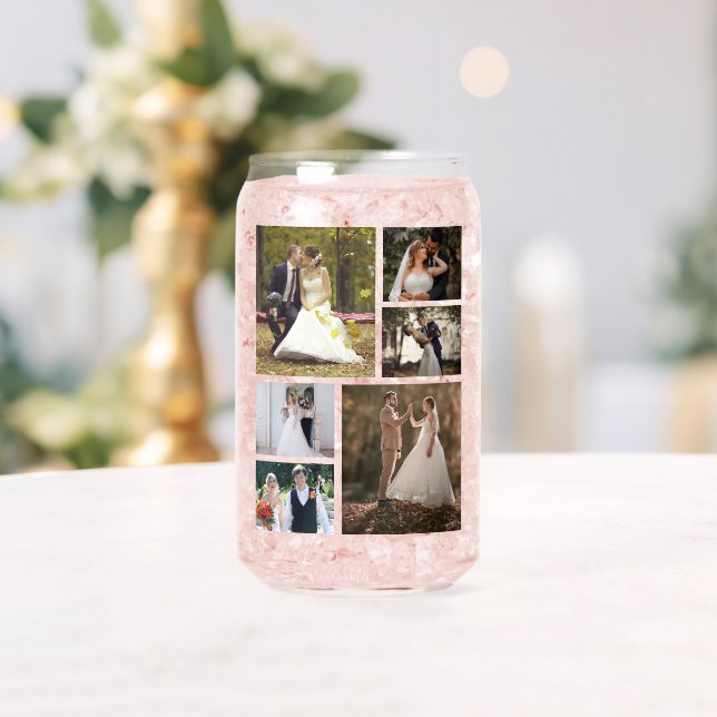 Create Your Own 6 Photo Wedding Collage Can Glass (Insitu (Wedding))