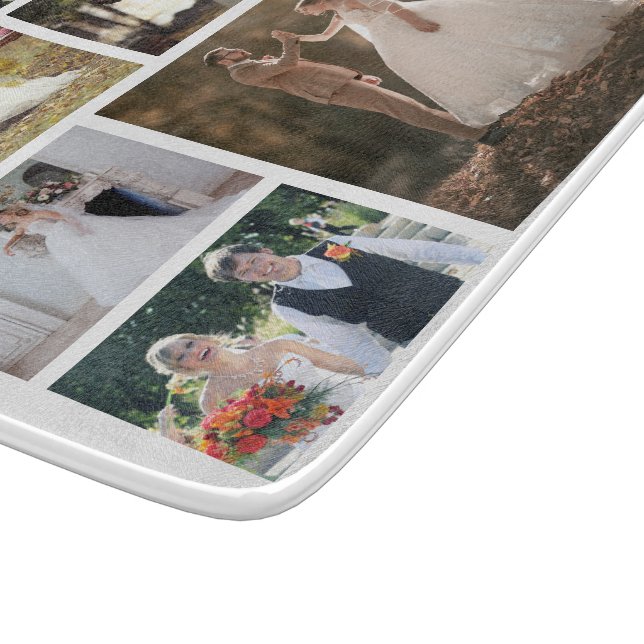Create Your Own 6 Photo Wedding Collage Cutting Board (Corner)