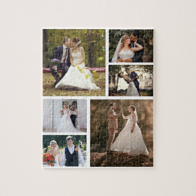 Create Your Own 6 Photo Wedding Collage Jigsaw Puzzle (Vertical)