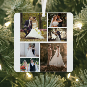 Create Your Own 6 Photo Wedding Collage Metal Tree Decoration