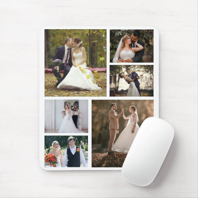Create Your Own 6 Photo Wedding Collage Mouse Pad (With Mouse)