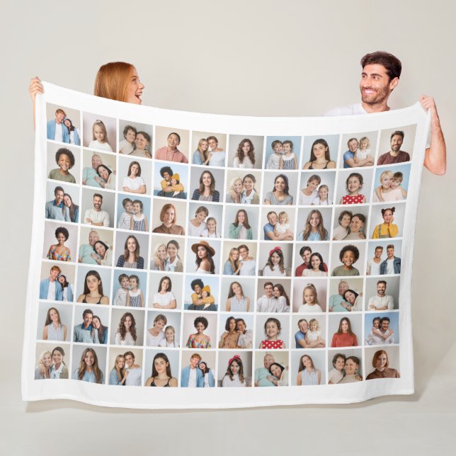 Create Your Own 70 Photo Collage Editable Colour Fleece Blanket (In Situ)