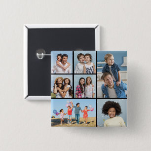 Create Your Own 7 Photo Collage  15 Cm Square Badge