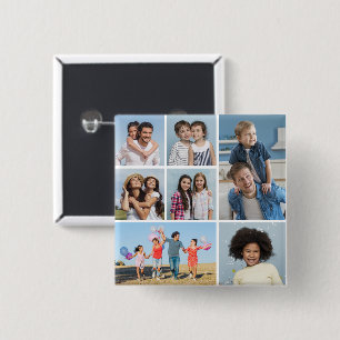 Create Your Own 7 Photo Collage 15 Cm Square Badge