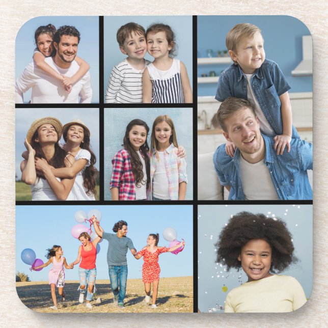  Create Your Own 7 Photo Collage  Coaster (Front)