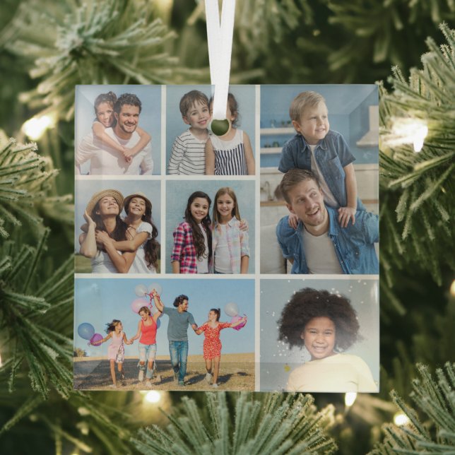  Create Your Own 7 Photo Collage  Glass Tree Decoration (Insitu)