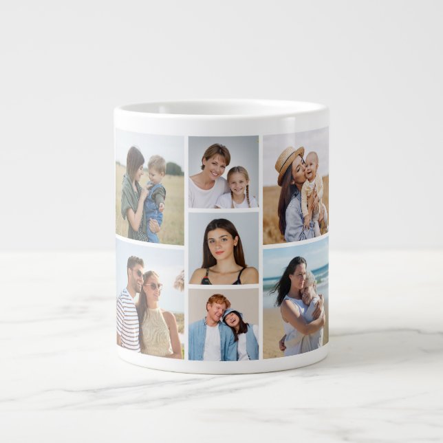 Create Your Own 7 Photo Collage Large Coffee Mug (Front)