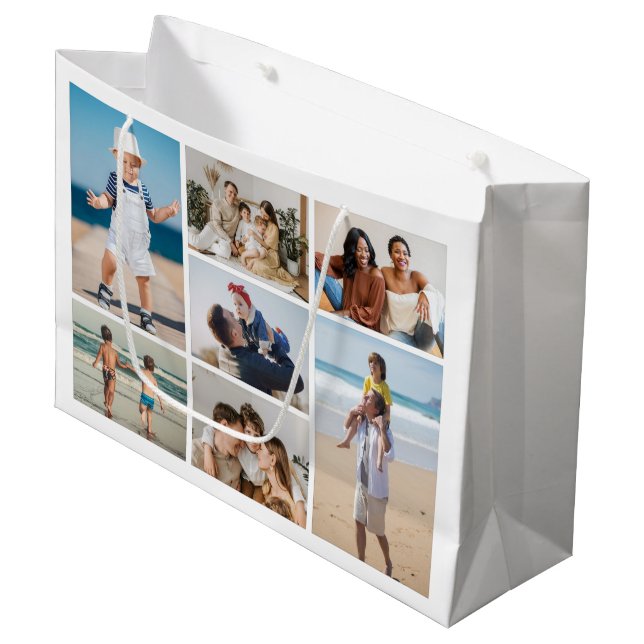 Create Your Own 7 Photo Collage Large Gift Bag (Front Angled)