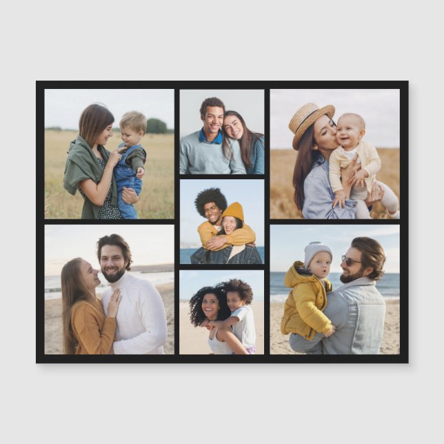 Create Your Own 7 Photo Collage Magnetic Card (Front)