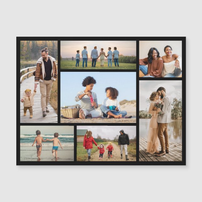 Create Your Own 7 Photo Collage Magnetic Card (Front)