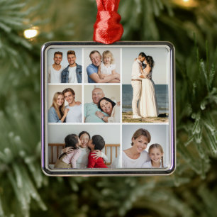 Create Your Own 7 Photo Collage Metal Ornament