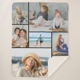 Create Your Own 7 Photo Collage Sherpa Blanket