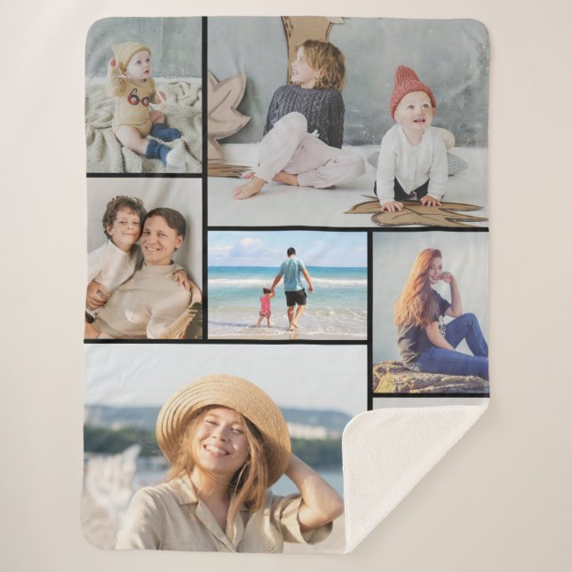 Create Your Own 7 Photo Collage Sherpa Blanket (Front)