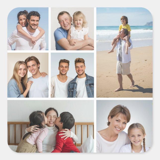  Create Your Own 7 Photo Collage  Square Sticker (Front)