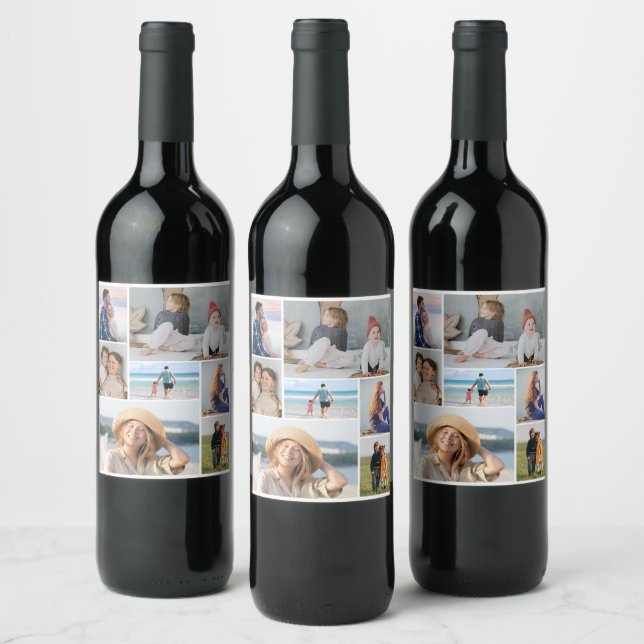 Create Your Own 7 Photo Collage Wine Label (Bottles)