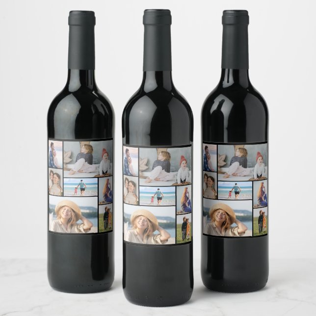 Create Your Own 7 Photo Collage Wine Label (Bottles)