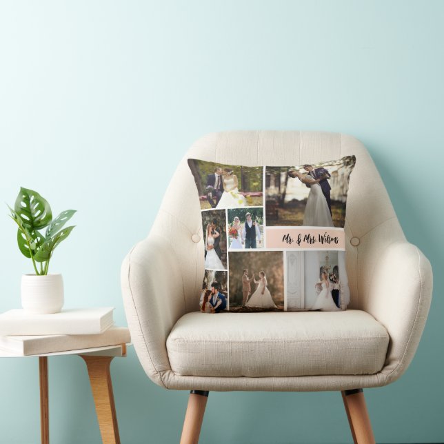 Create Your Own 7-Photo Wedding Collage Cushion (Chair)
