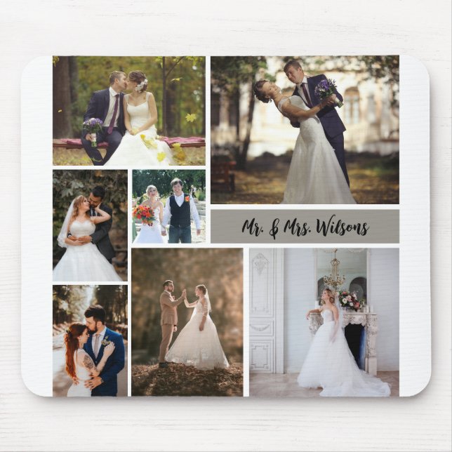 Create Your Own 7-Photo Wedding Collage Mouse Pad (Front)