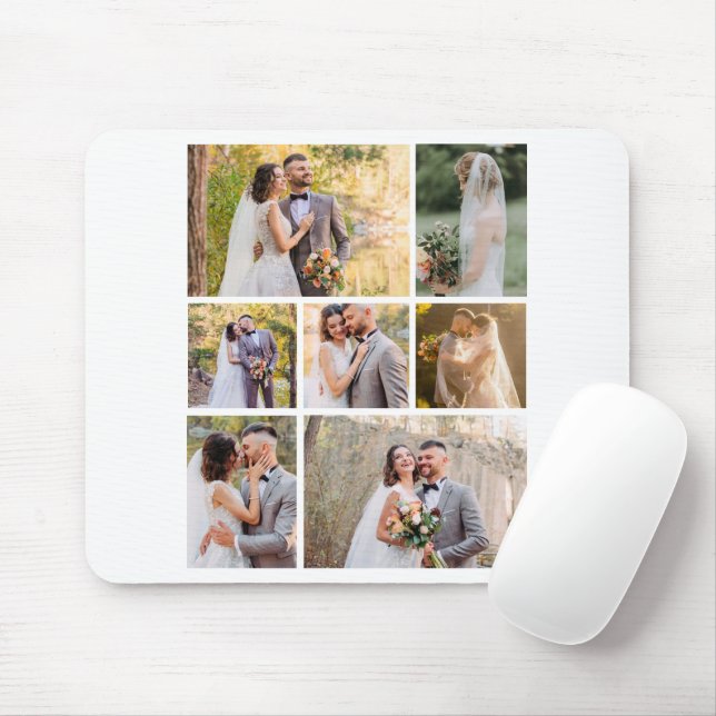 Create Your Own 7 Photo Wedding Collage Mouse Pad (With Mouse)