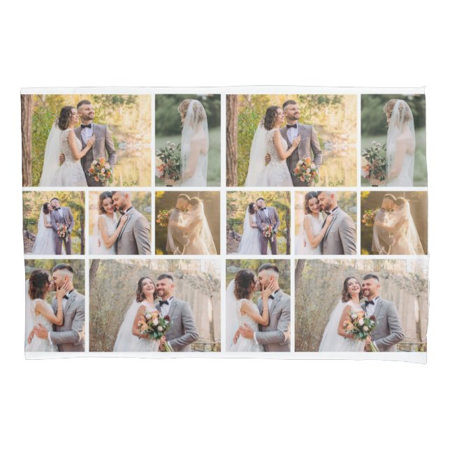 Create Your Own 7 Photo Wedding Collage Pillowcase (Front)