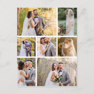 Create Your Own 7 Photo Wedding Collage Postcard