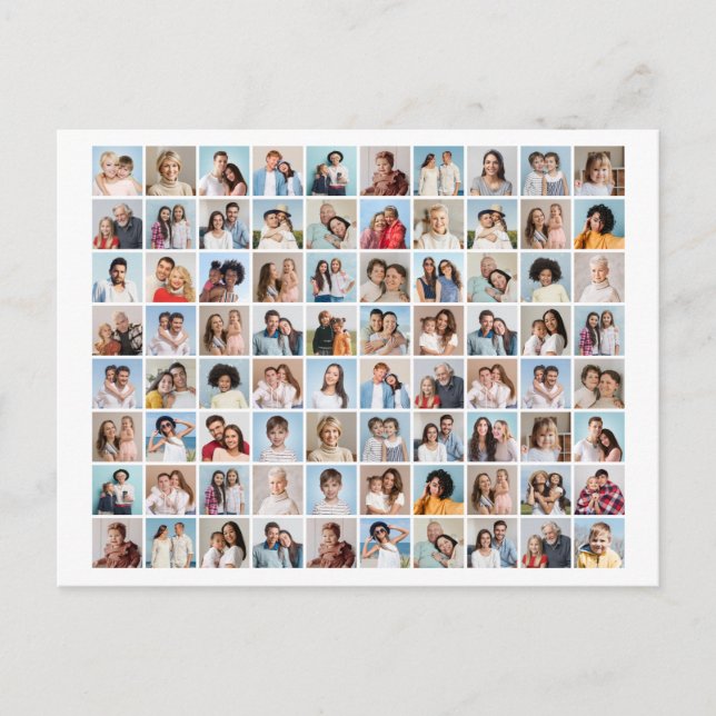 Create Your Own 80 Photo Collage Editable Colour Postcard (Front)