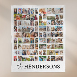 Create Your Own 81 Photo Collage White Fleece Blanket