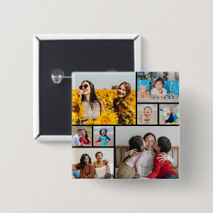 Create Your Own 8 Photo Collage 15 Cm Square Badge