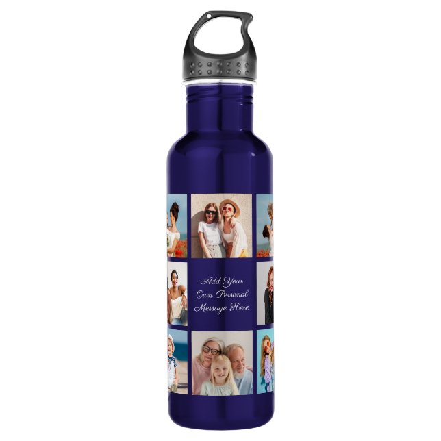 Create Your Own 8 Photo Collage Add Your Greeting 710 Ml Water Bottle (Front)