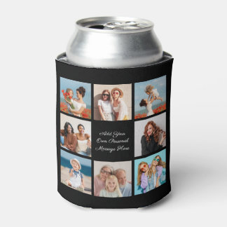 Create Your Own 8 Photo Collage Add Your Greeting Can Cooler