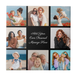 Create Your Own 8 Photo Collage Add Your Greeting Ceramic Tile