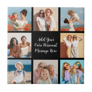 Create Your Own 8 Photo Collage Add Your Greeting Ceramic Tile
