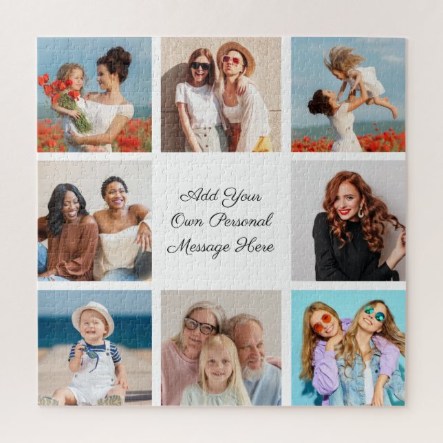 Create Your Own 8 Photo Collage Add Your Greeting Jigsaw Puzzle (Vertical)
