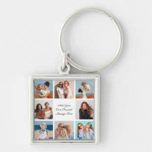 Create Your Own 8 Photo Collage Add Your Greeting Key Ring