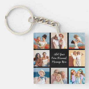 Create Your Own 8 Photo Collage Add Your Greeting Key Ring