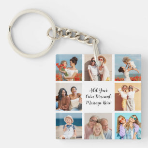 Create Your Own 8 Photo Collage Add Your Greeting Key Ring