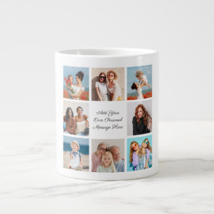 Create Your Own 8 Photo Collage Add Your Greeting Large Coffee Mug