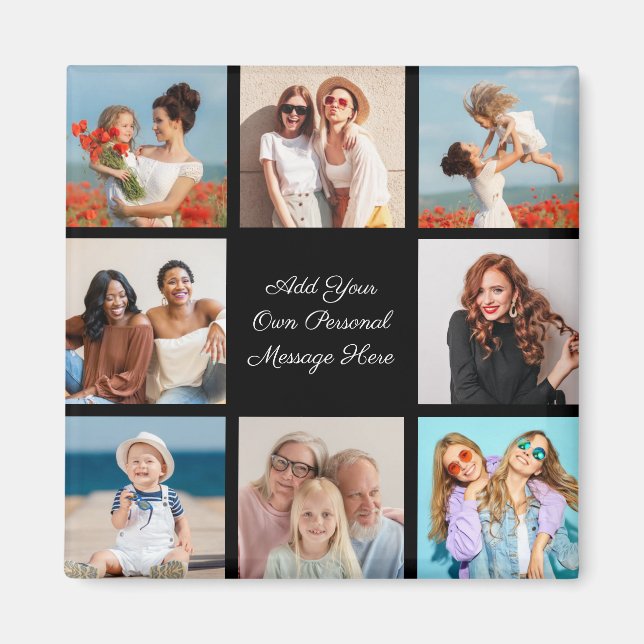 Create Your Own 8 Photo Collage Add Your Greeting Magnet (Front)