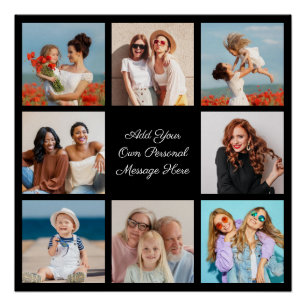 Create Your Own 8 Photo Collage Add Your Greeting Poster