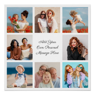 Create Your Own 8 Photo Collage Add Your Greeting Poster