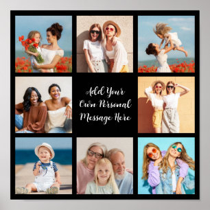 Create Your Own 8 Photo Collage Add Your Greeting Poster