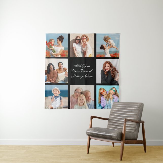 Create Your Own 8 Photo Collage Add Your Greeting Tapestry (In Situ)